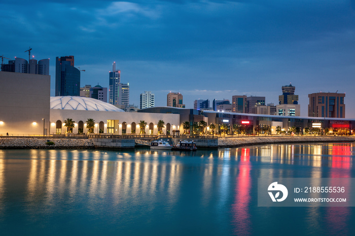 Modern architecture of Manama at night