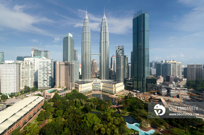 Kuala Lumpur city skyline and skyscrapers building at business district downtown in Kuala Lumpur, Malaysia. Asia..