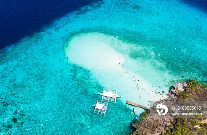 Aerial view of seashore at Sumilon island beach Oslob, Cebu, Philippines