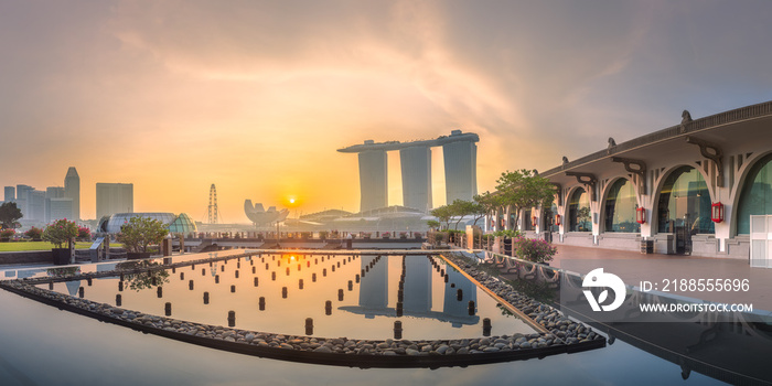 Business district and Marina bay in Singapore