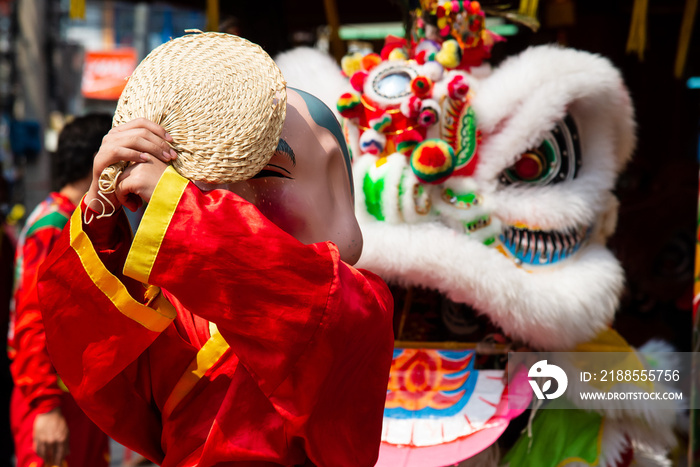 Chinese lion dance for Chinese new year celebrations.