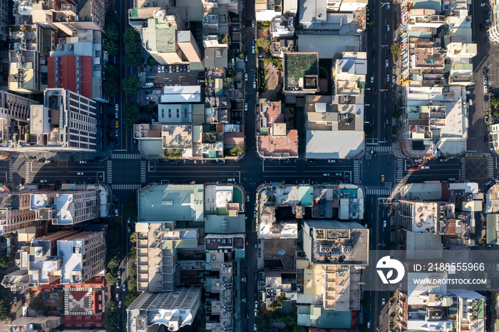 Aerial view of traffic in Kaohsiung city, Taiwan.