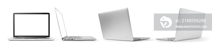 mock-up of laptops. Side, front, back, collection mockups generic. template laptop  for presentation and decoration ads.