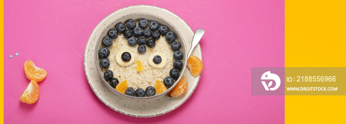 Oatmeal for kids on coloutfull background.