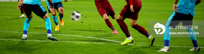 banner of soccer game players fighting for football