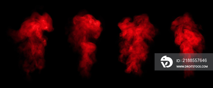 red smoke steam isolated black background