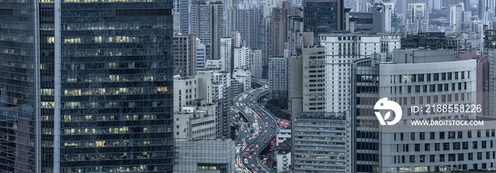 office building exterior and cityscape in Shanghai