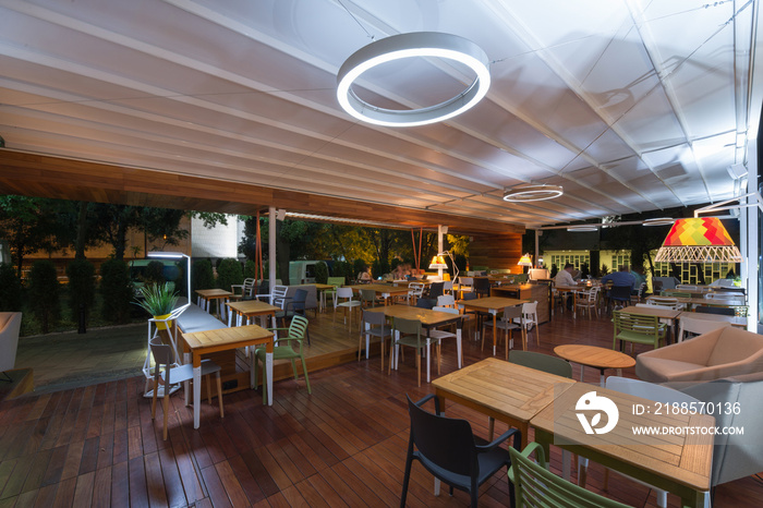 Restaurant terrace in the summer night