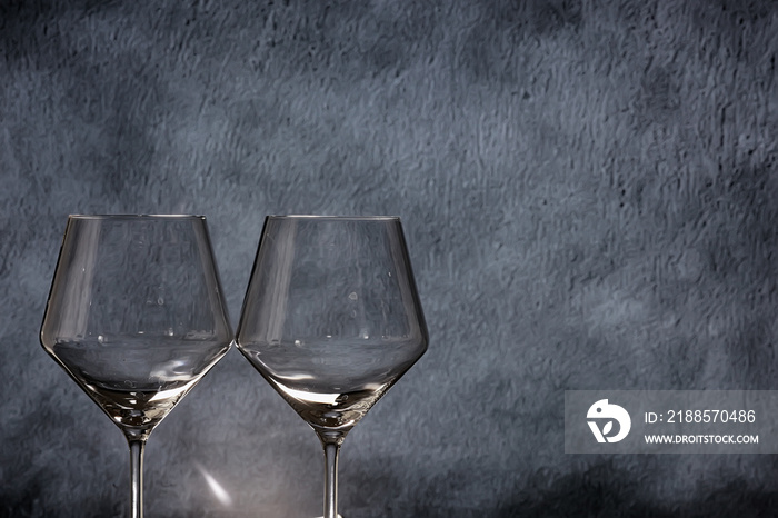 empty glasses gray background