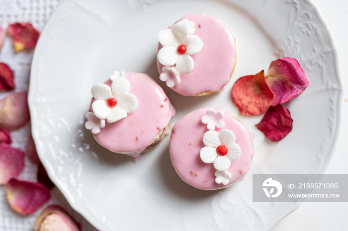 pink sponge cake with flowers and petals wedding, valentine, spring, mothersday love cake