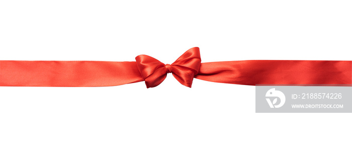 Straight red ribbon with cute bow for decoration design element