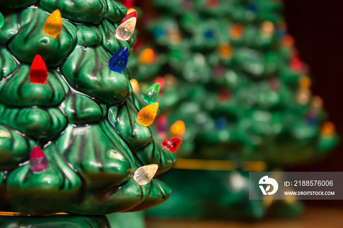 Ceramic Christmas trees with lights