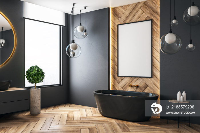 Modern bathroom with poster