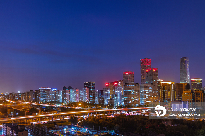 北京国贸CBD中央商务区城市夜景风光