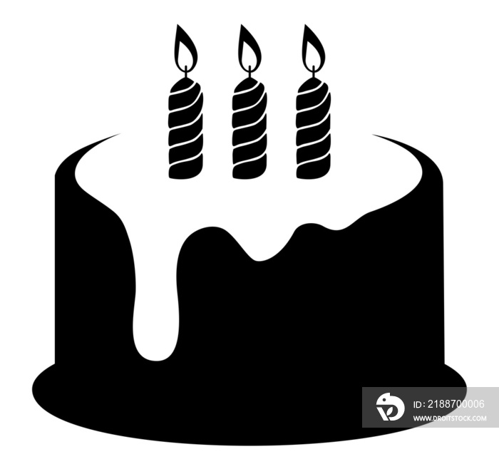 Birthday Cake Silhouette for Icon, Symbol, Pictogram, Apps, Website, Art Illustration, Logo or Graphic Design Element. Format PNG