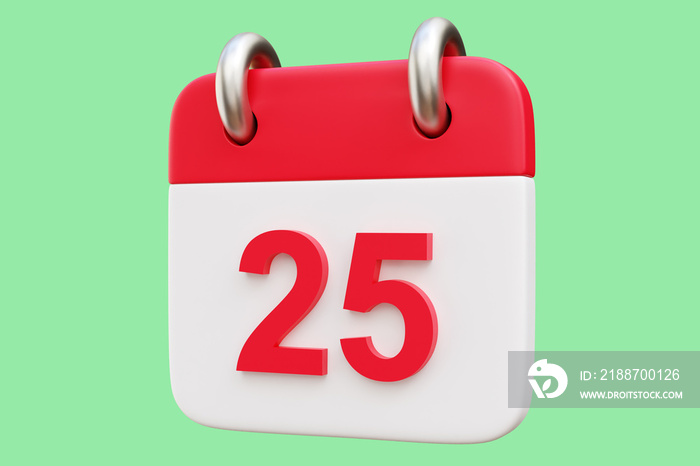 Christmas calendar 3d icon render illustration