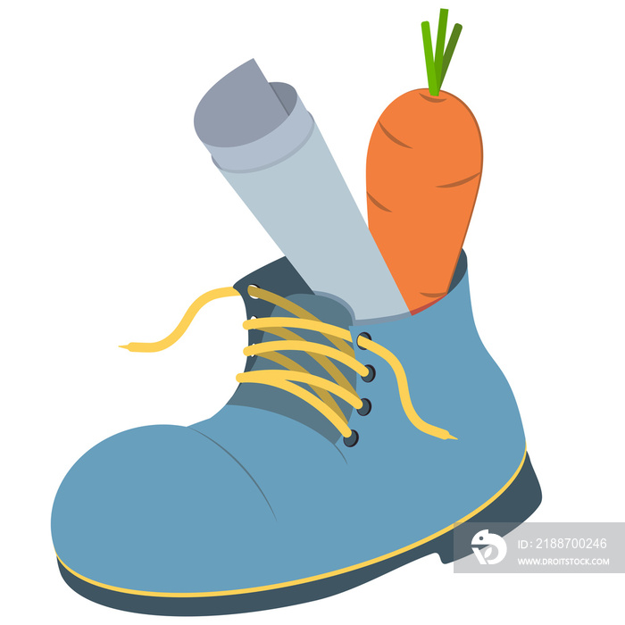 Children’s boot with carrot and letter for St. Nicholas day