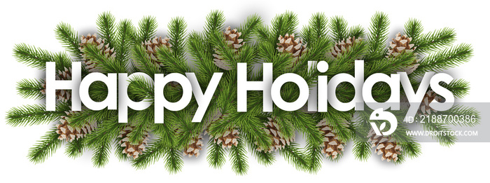 happy holidays in christmas background - pine branchs