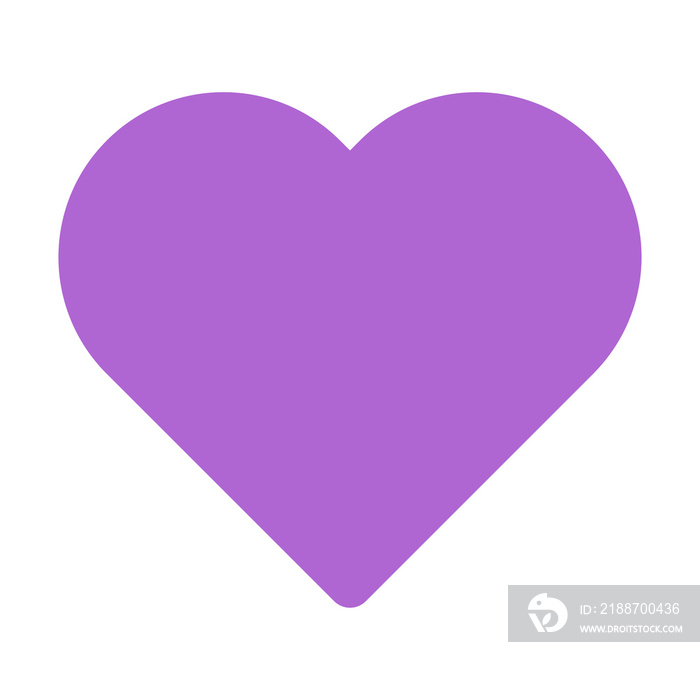 Purple heart on white square background