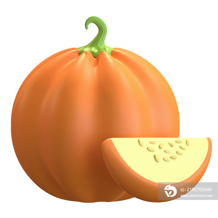 slice of pumpkin thanksgiving day 3d icon illustration