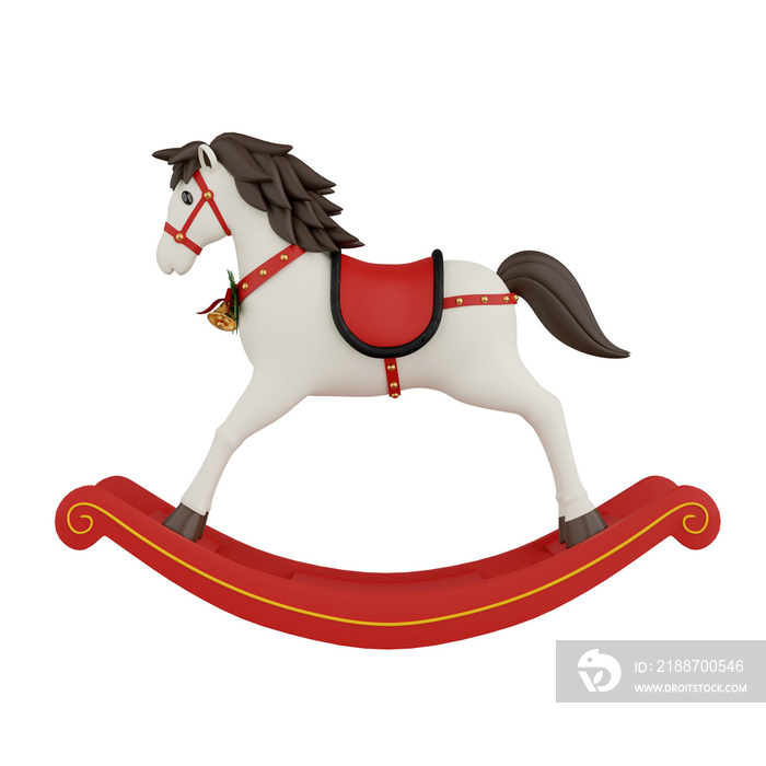 Christmas rocking horse isolated 3d render