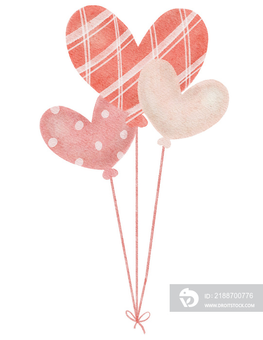 cute sweet whimsical watercolour heart shape balloons hand painting love valentine