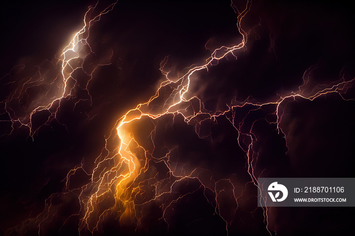 dramatic gold lightning background over black sky