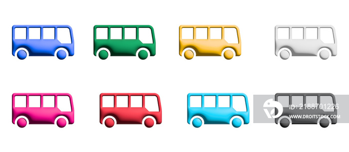 bus icon set, colored symbols graphic elements