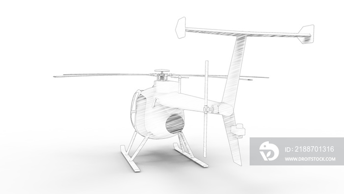 3d rendering of a small helicopter isolated in white background