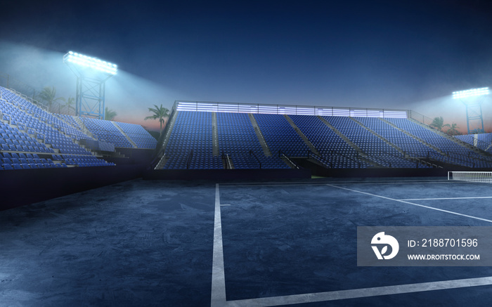 Professional tennis court 3-D.