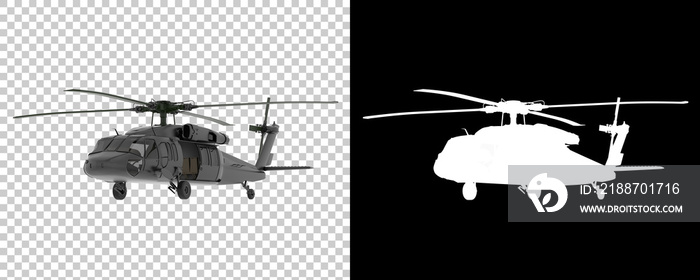 War helicopter isolated on background with mask. 3d rendering - illustration