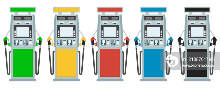 Set of car filling station in a flat design