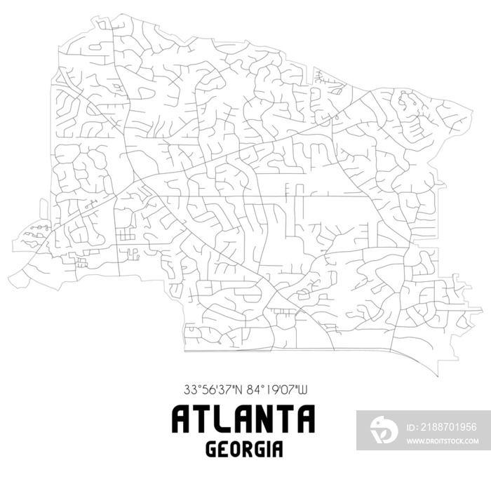 Atlanta Georgia. US street map with black and white lines.