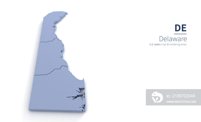 Delaware State Map 3d. State 3D rendering set in the United States.