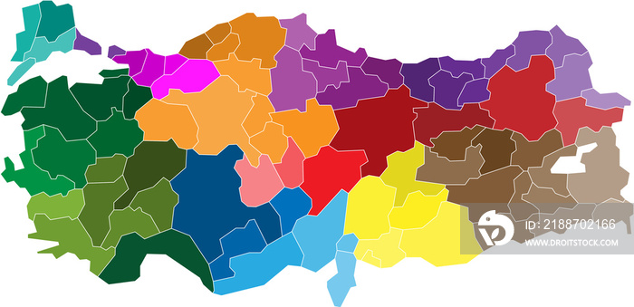 Turkey political map divide by state