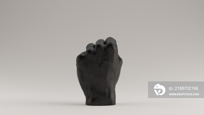 Black Raised Clenched Fist Anti Fascist Back View 3d illustration 3d render