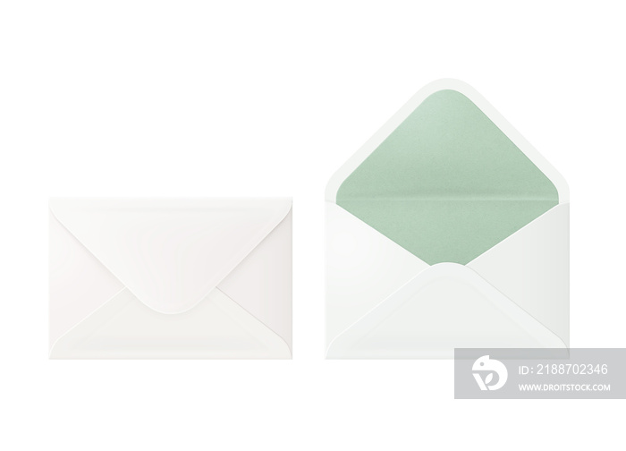 White and green envelope by environmental materials for postage mail  on transparent background