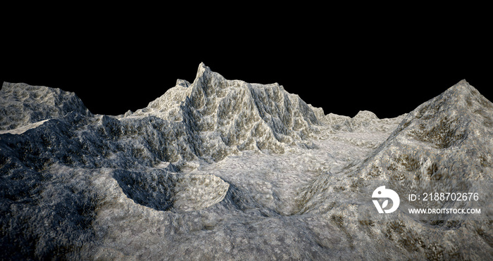 Extremely detailed and realistic high resolution 3D illustration of a asteroid moon exoplanet like surface