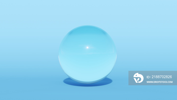 Blue Glass Sphere Sky Ball Bubble Crystal Globe Orb Blue Background 3d illustration render digital rendering