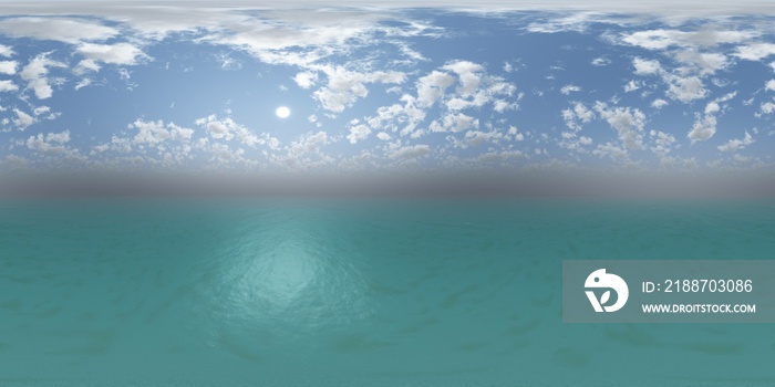 sea panorama, HDRI, environment map , Round panorama, spherical panorama, equidistant projection, 360 high resolution panorama  3d rendering,