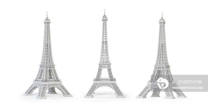 White Eiffel Tower isolated.