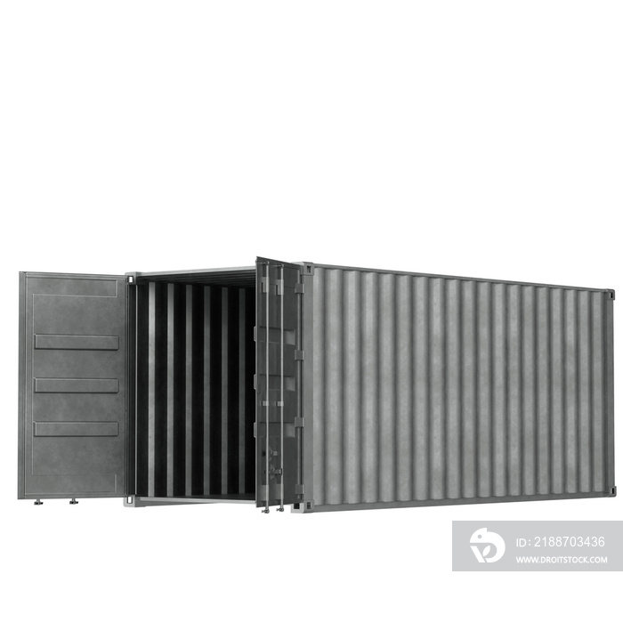 3d rendering illustration of an open shipping container