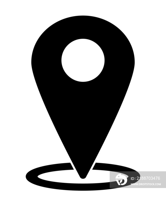 Location symbol illustration, black on white background