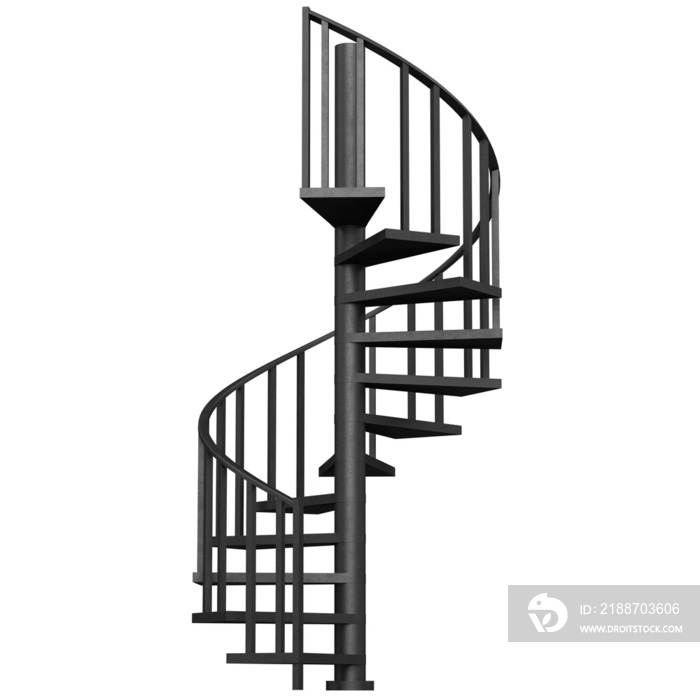 3d rendering illustration of a spiral staircase