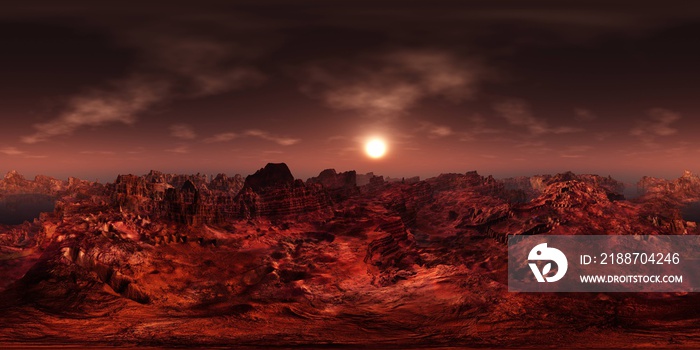 sunset on Mars. HDRI . equidistant projection. Spherical panorama. panorama 360. environment map, 3d rendering