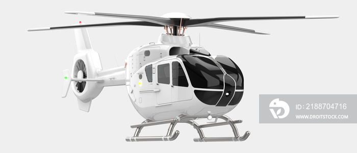 Modern helicopter isolated on background. Civil aircraft used for transport. 3d rendering - illustration