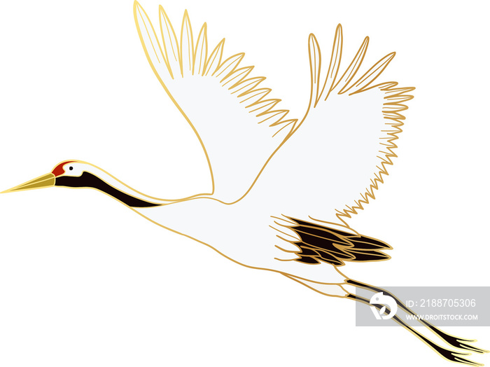 Luxury gold crane bird illustration