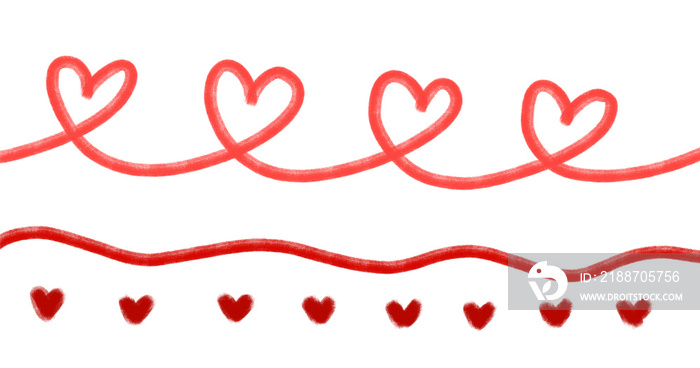 valentines day hand drawing line banner illustration heart and decoration elements