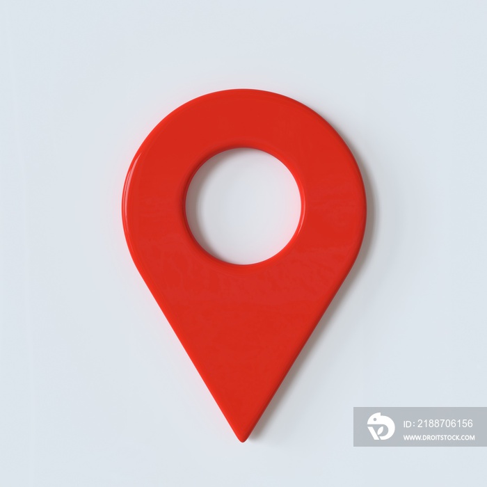 Red pinpoint symbol with 3d effect Red geo pin as logo on white background. 3d illustration