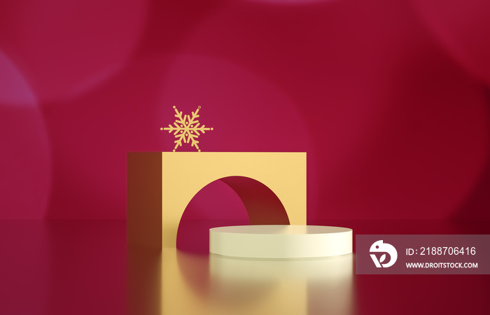 Empty cube box with bokeh background. Luxury cosmetic product display scene. 3d render.